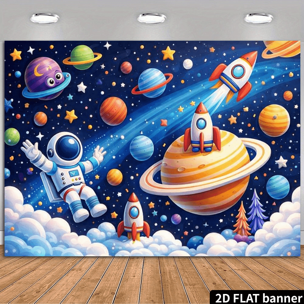 Science Nursery - Vibrant Space Galaxy Astronaut Planets Wall